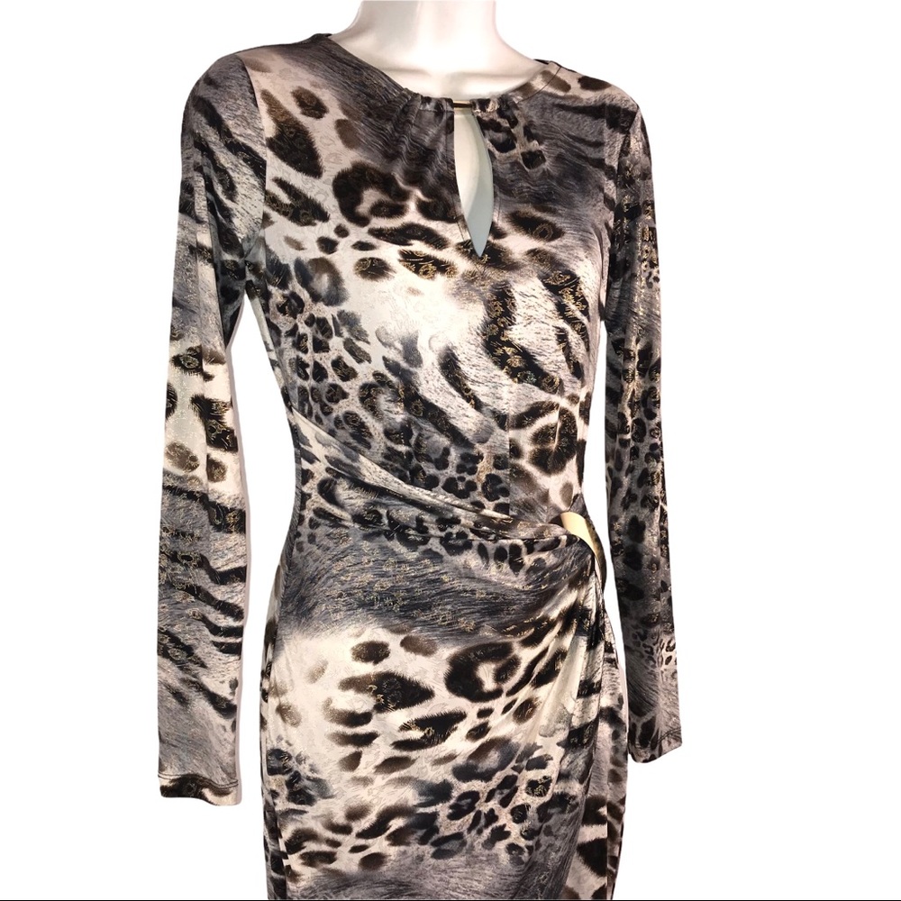 Cache Leopard Metallic Ruched Dress - Picture 2 of 11